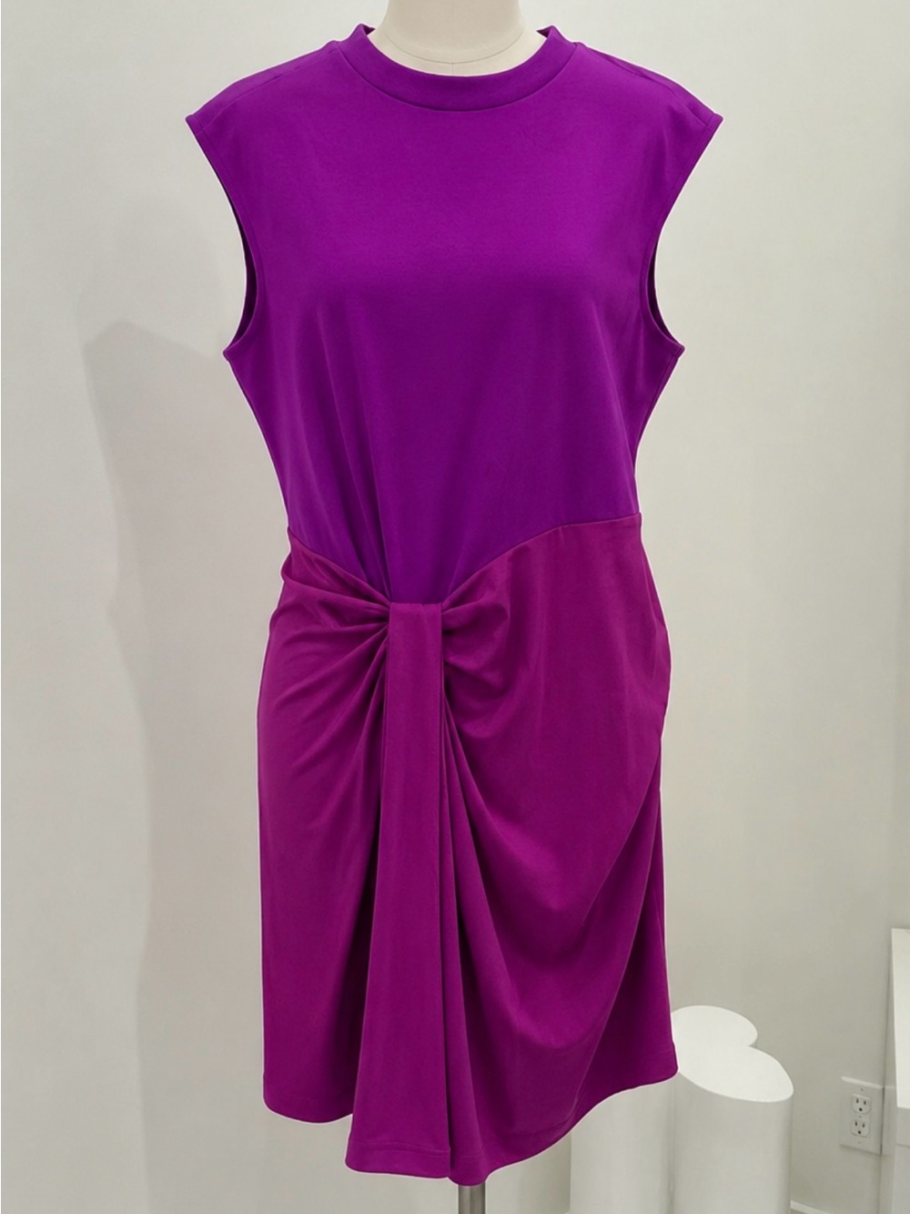 Adrianna Papell Magenta Sleeveless Knot-Front Mini Dress
